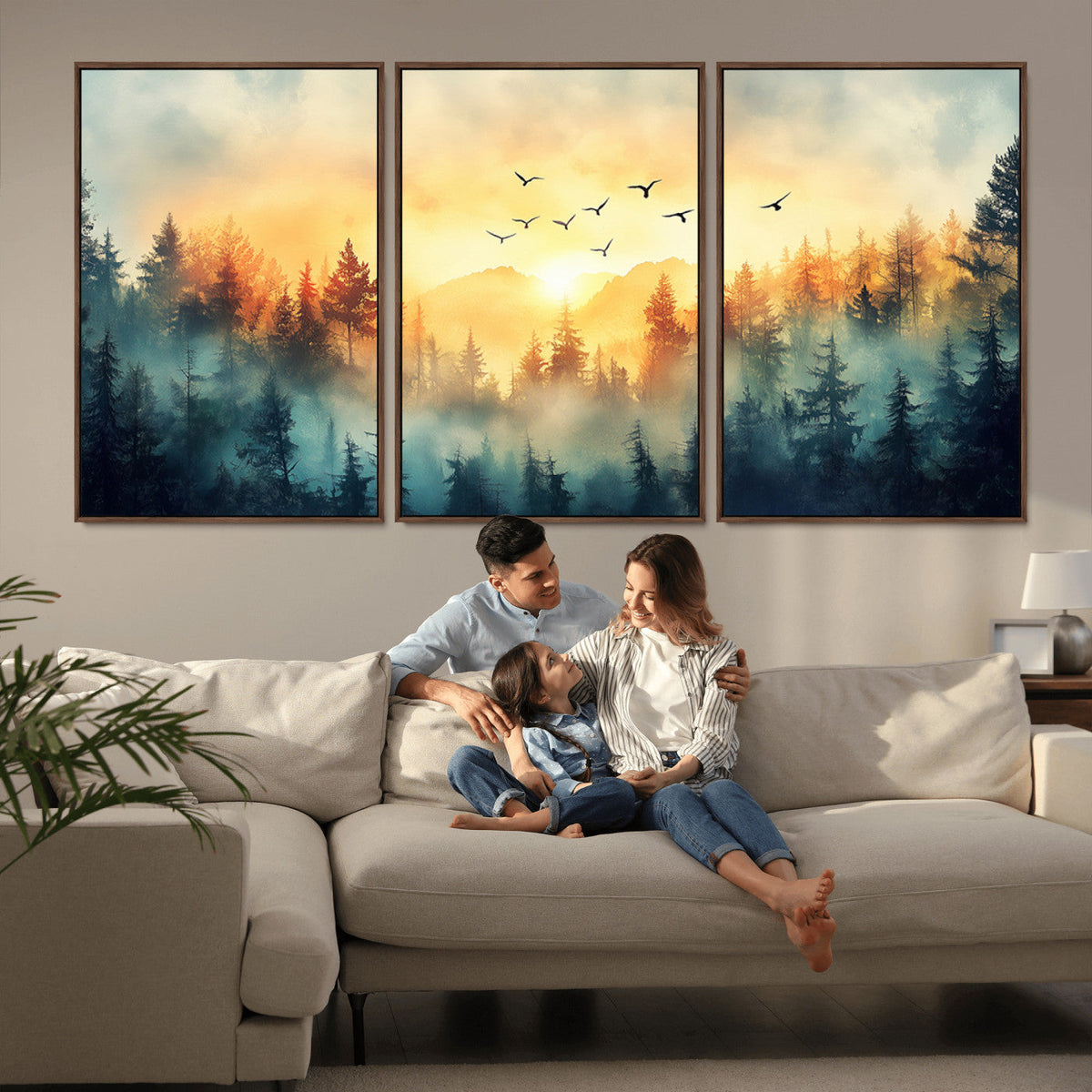 Abstract Forest Wall Art Print- Serene Nature Canvas Print