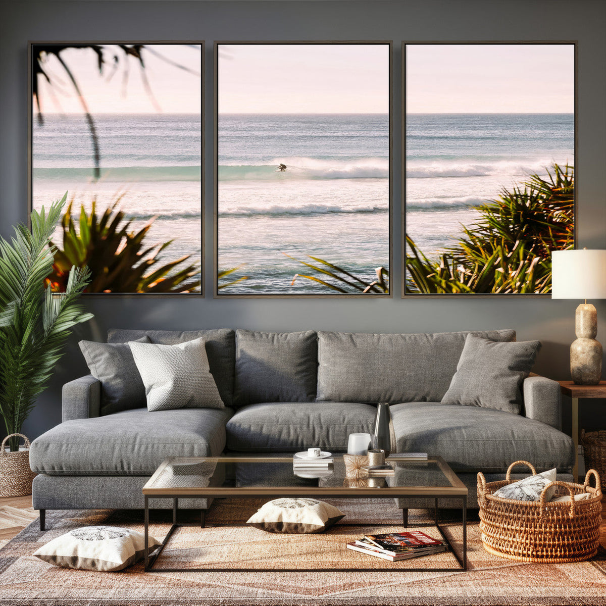 Ocean Surfer Wall Art Canvas Print – Framed Coastal Surf Art