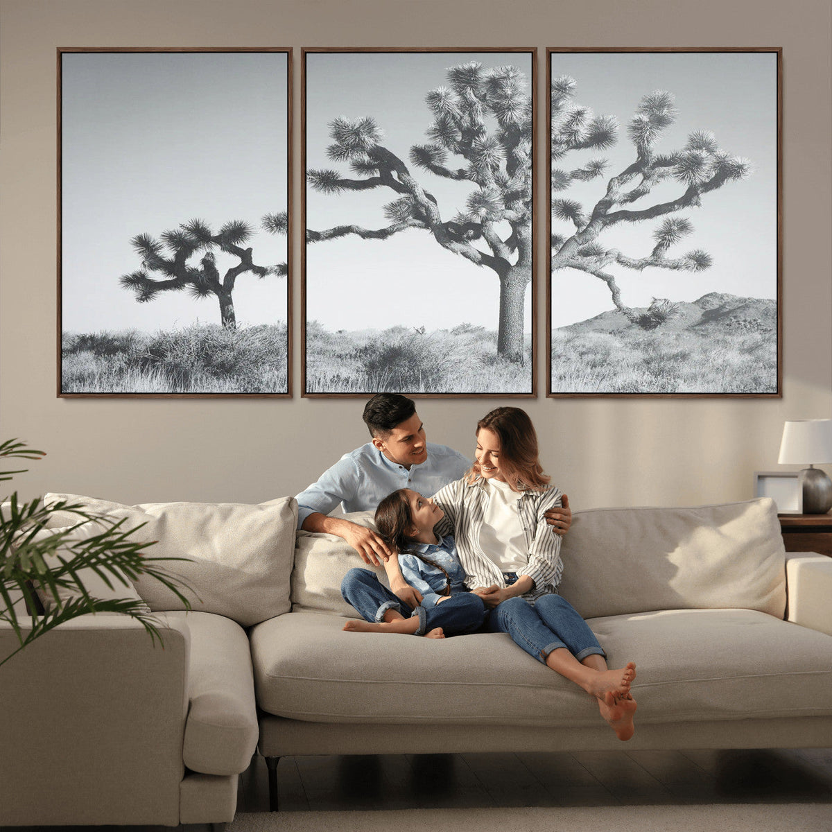 Joshua Tree Wall Art Canvas Print – Framed Black White