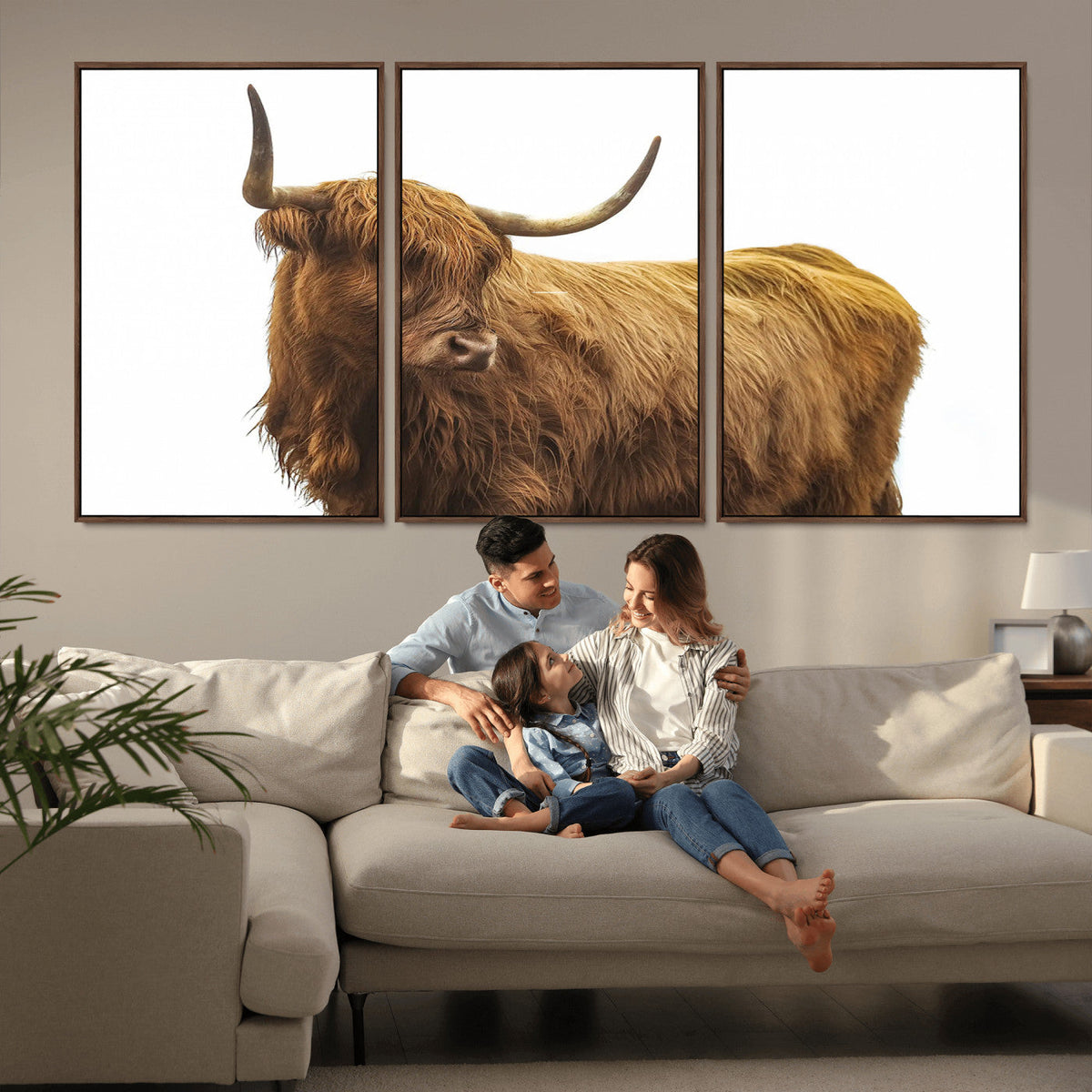 Highland Cow Wall Art Canvas Print – Framed Farmhouse Rustic