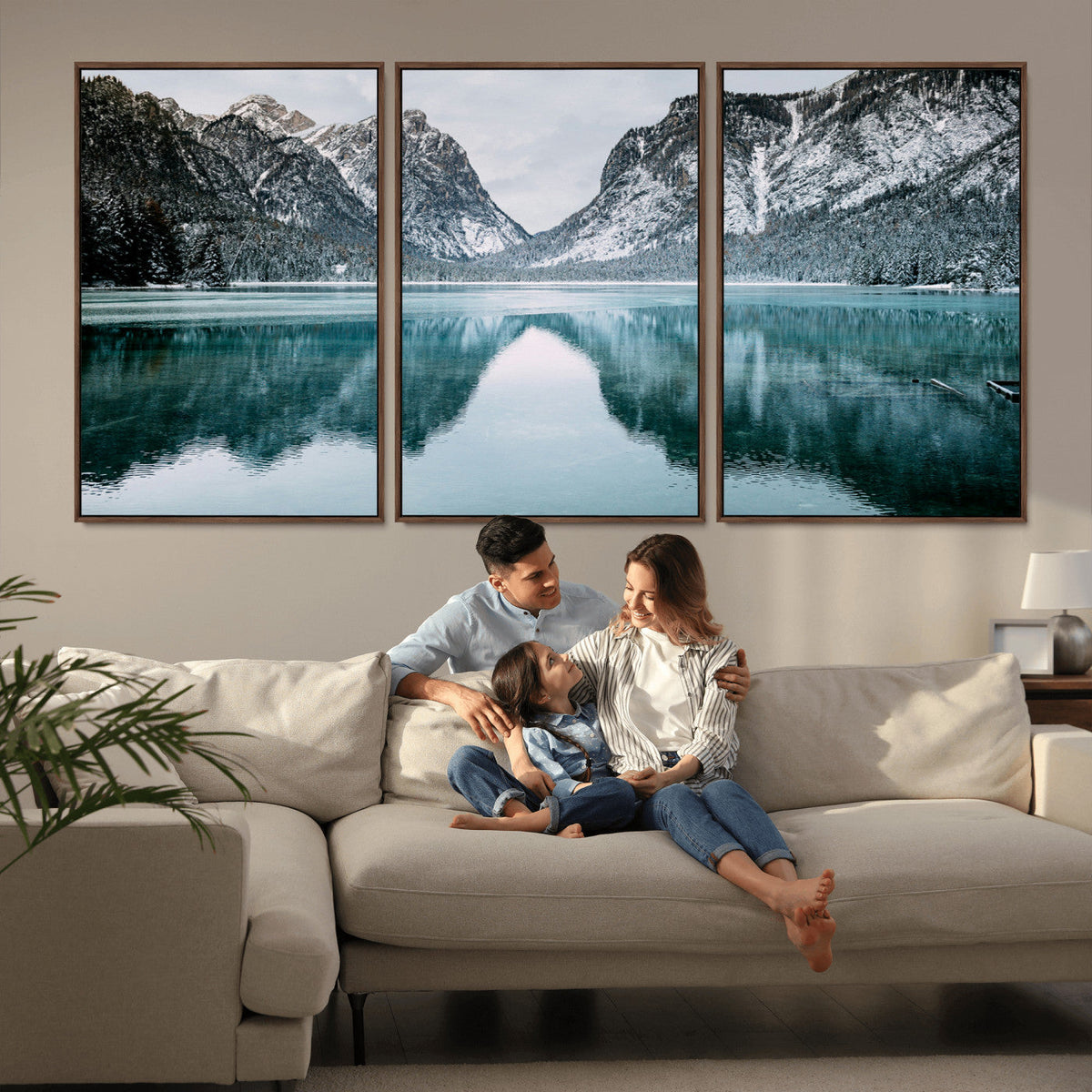 Mountain Lake Wall Art Canvas Print – Framed Toblacher See