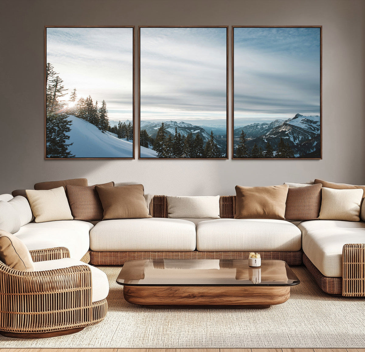Snowy Mountain Wall Art Canvas Print – Frosty Peaks Alpine