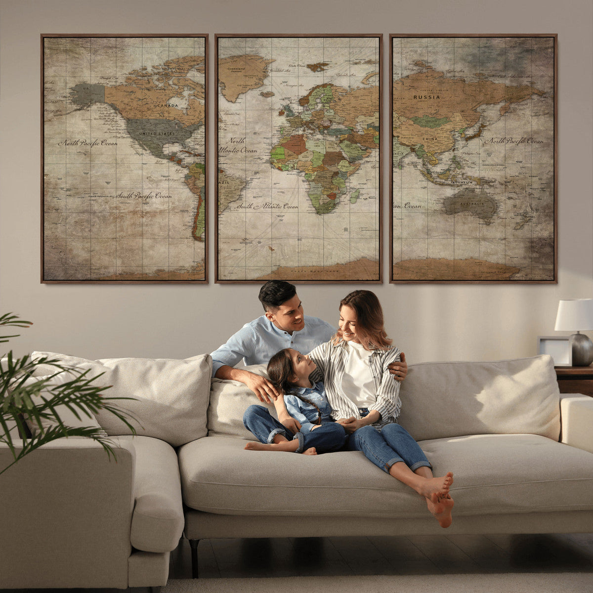 World Map Canvas Print – Framed Travel Map Wall Art for
