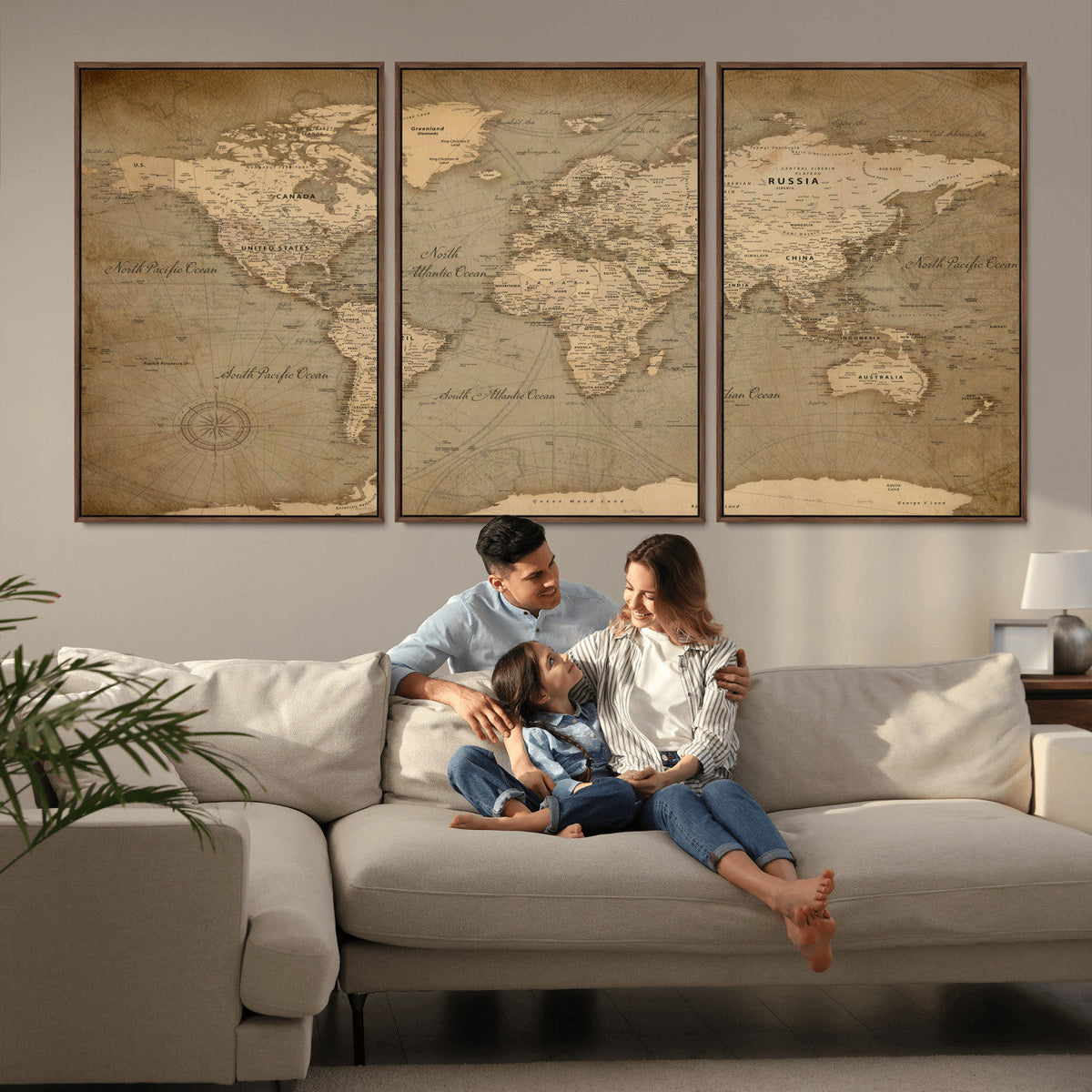 World Map Canvas Print – Framed Travel Map Wall Art for