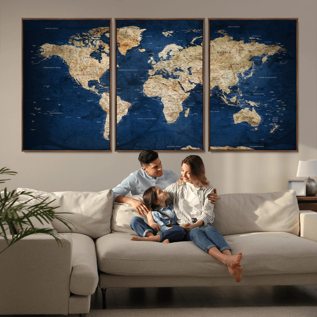 World Map Canvas Print – Framed Travel Map Wall Art for