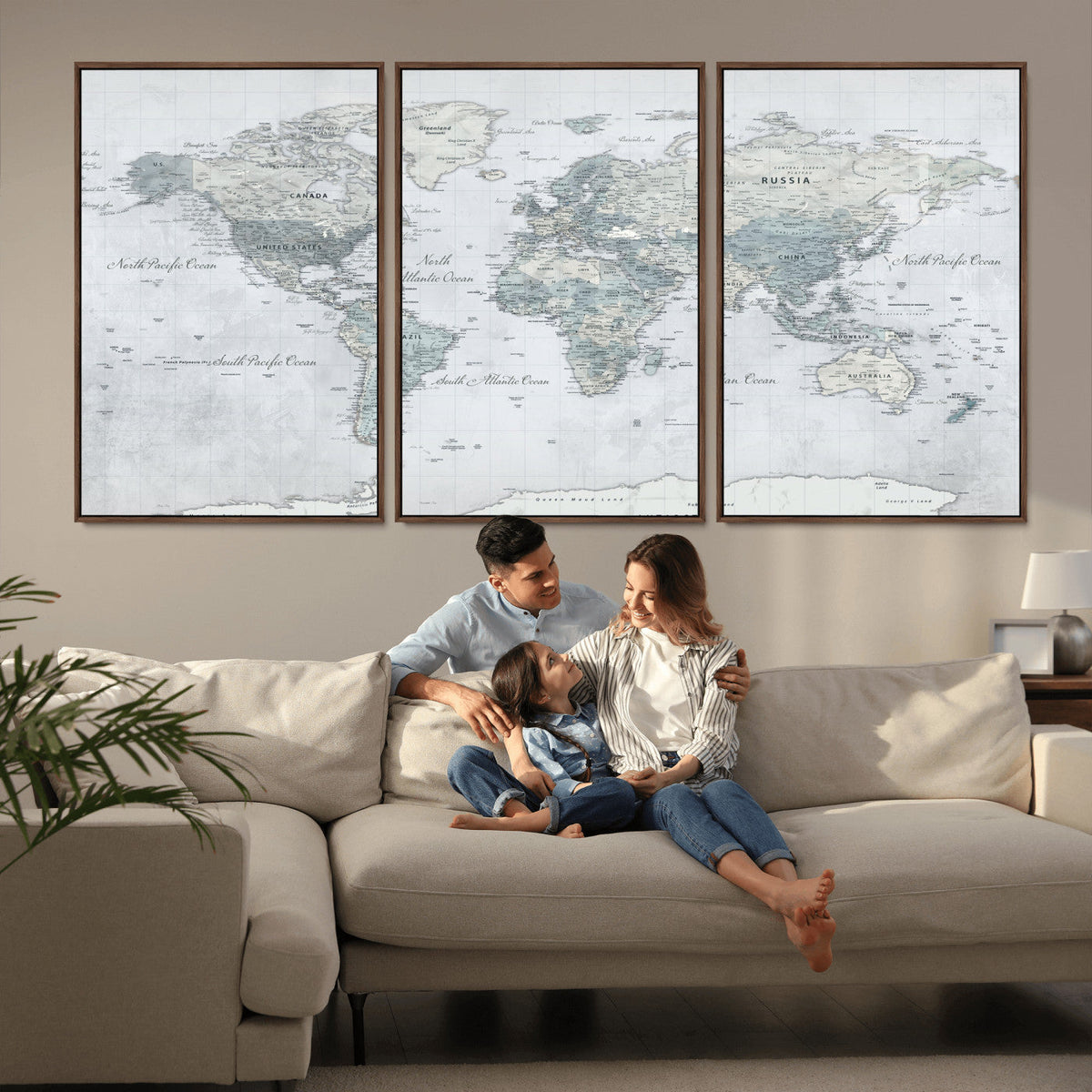 World Map Canvas Print – Detailed Map of the World Wall Art