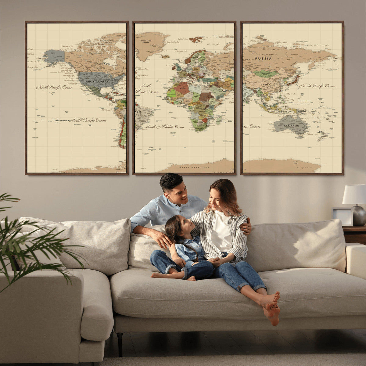 Extra Large World Map Canvas Print – Detailed Map of the