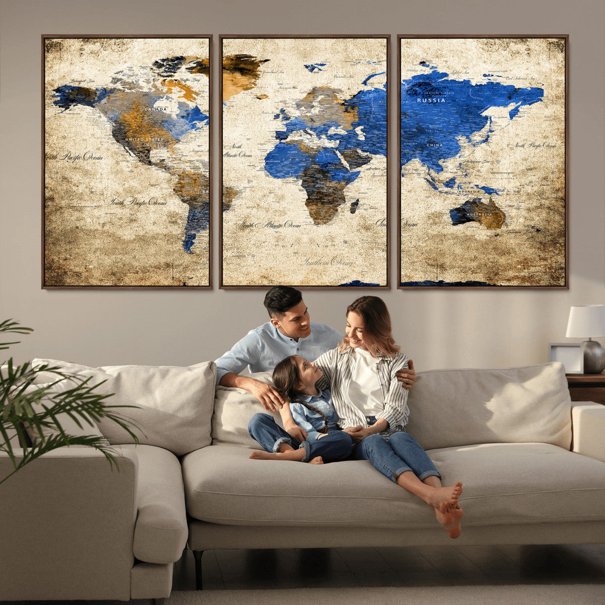 World Map Canvas Print – Colorful Abstract Travel Map,