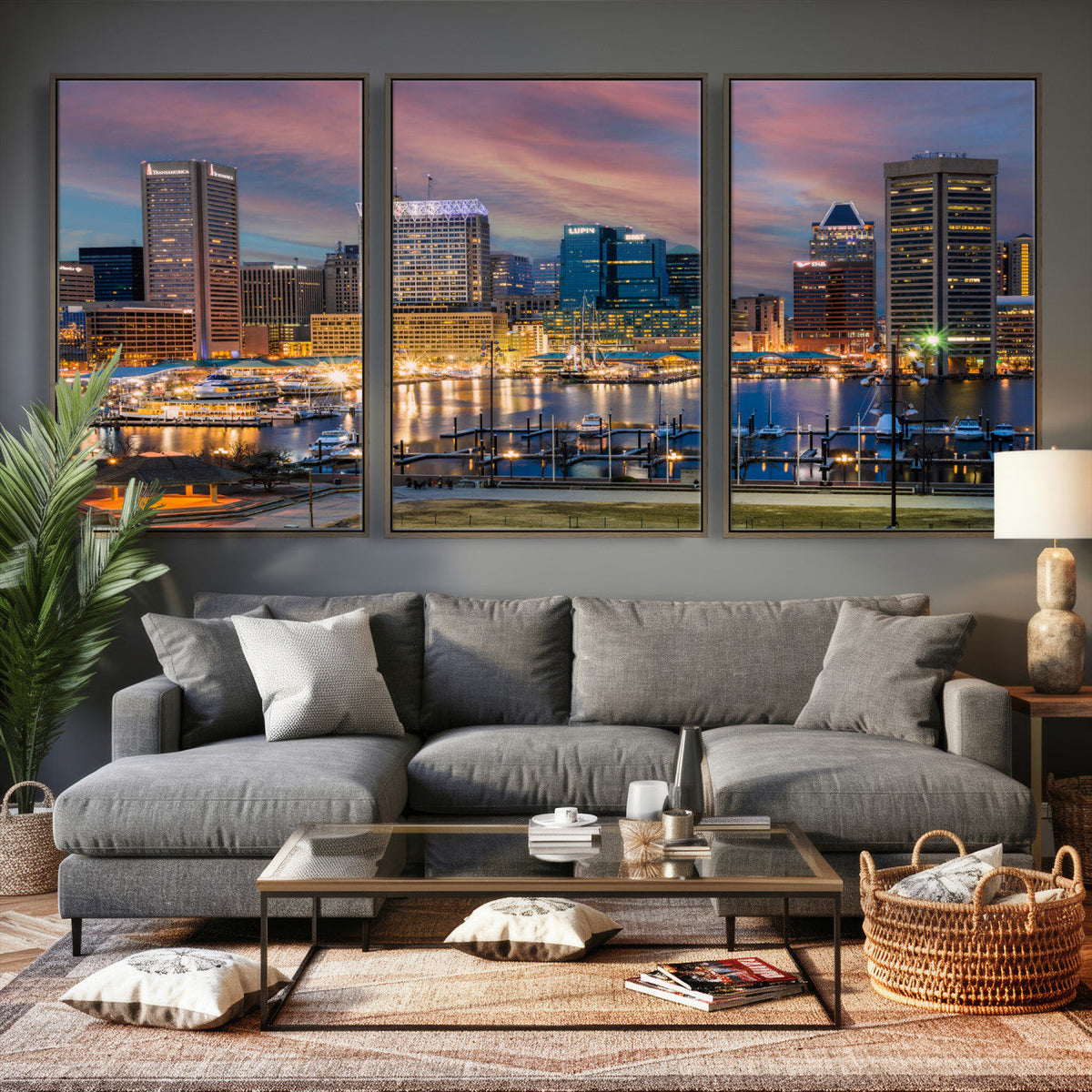 Baltimore Skyline Wall Art Canvas Print, Baltimore Downtown