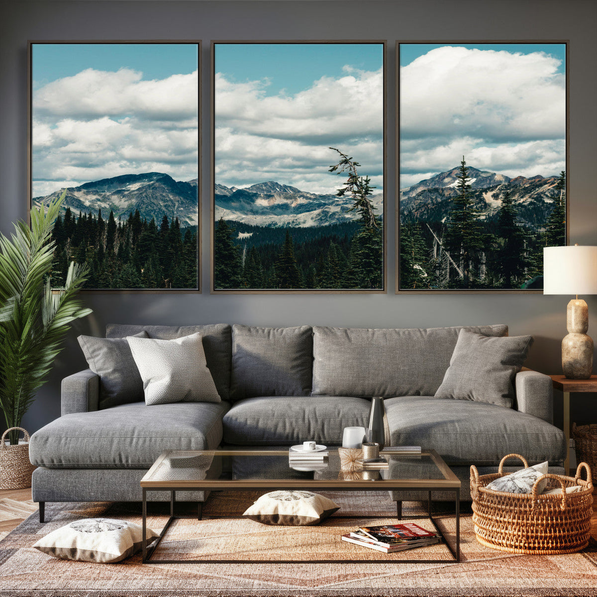 Mountain Forest Wall Art Canvas Print, Alpine Pine Tree