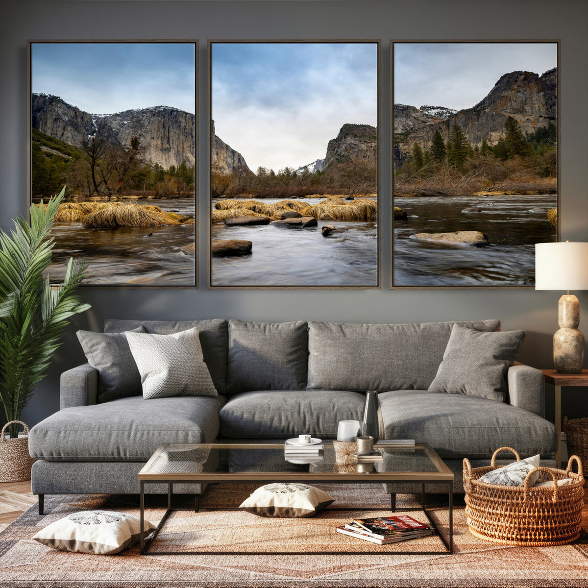 Yosemite Valley Mountain Landscape Wall Art Canvas Print,
