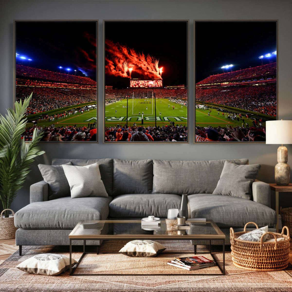 Auburn Stadium Wall Art Canvas Print, College Football Night