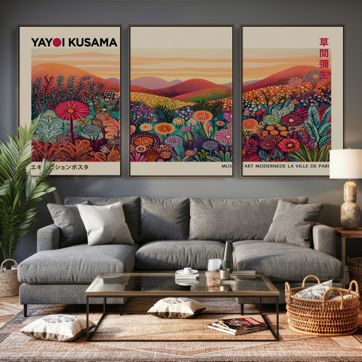 Yayoi Kusama Colorful Landscape Wall Art Canvas Print –