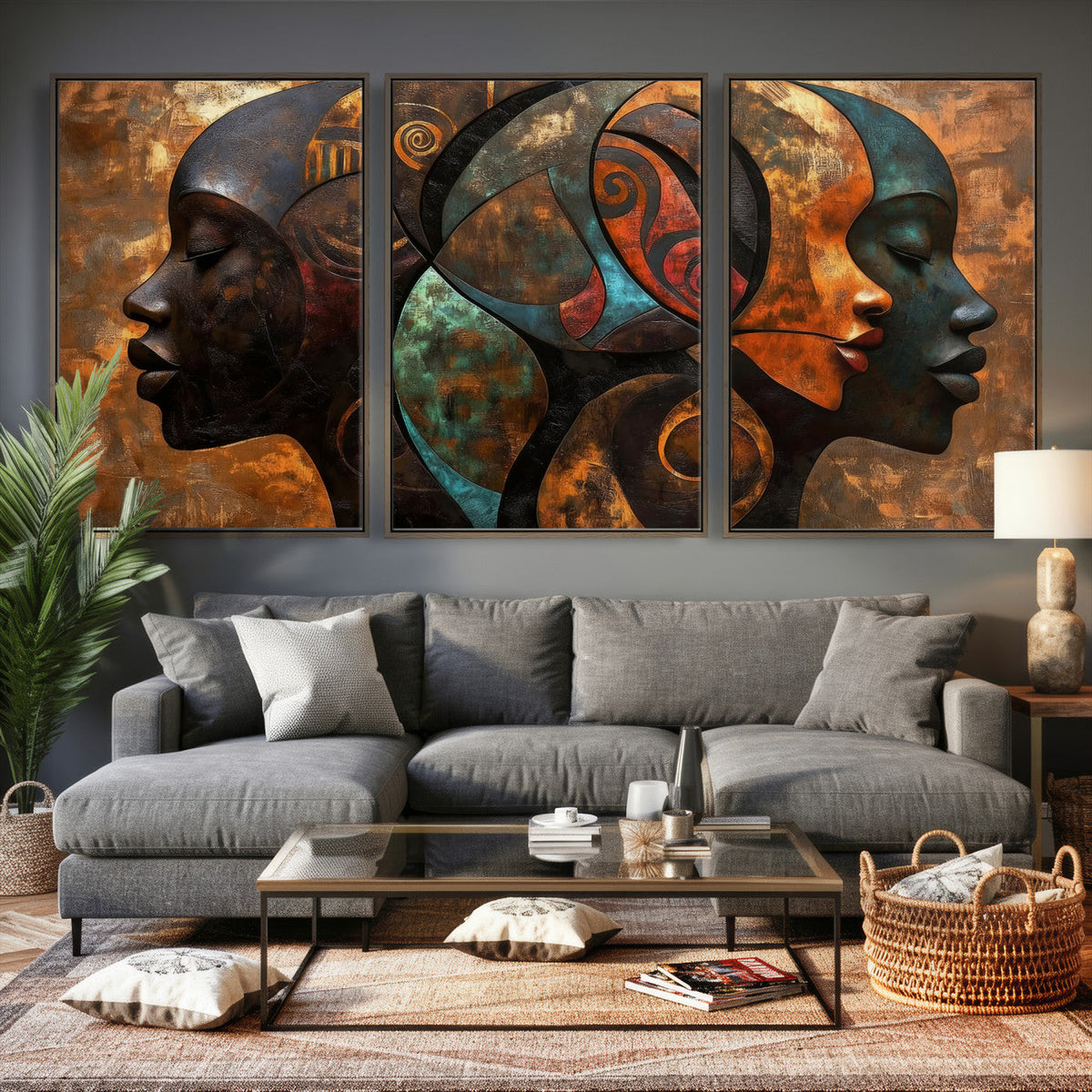 Abstract Afro American Women Wall Art Canvas Print