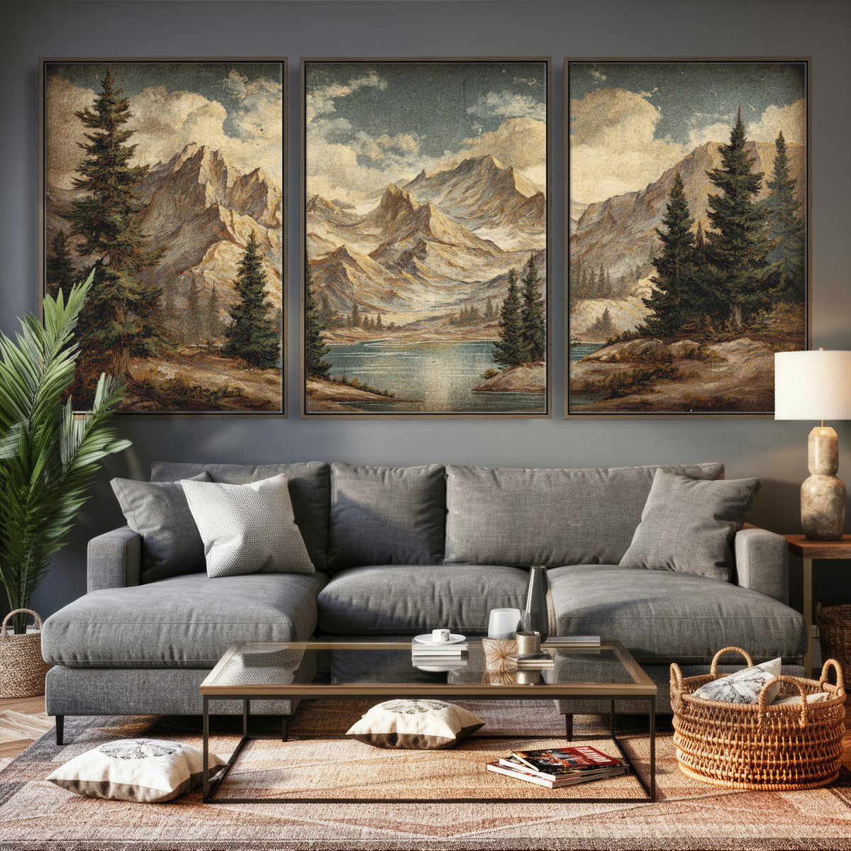 Drip Style Forest Lake Gold Art — Abstract Expressionist