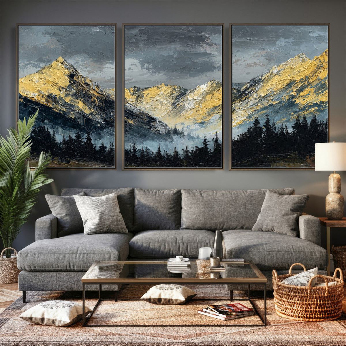 Abstract Mountain Wall Art Canvas Print Modern Landscape Painting Print