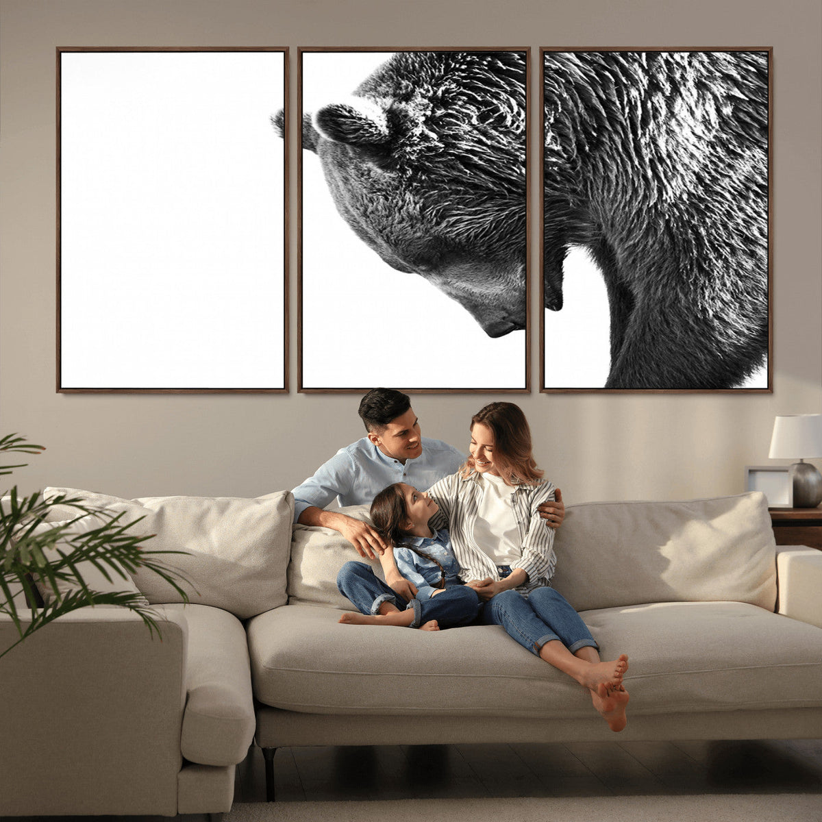 Black and White Grizzly 399 Bear Canvas Print Wall Art |