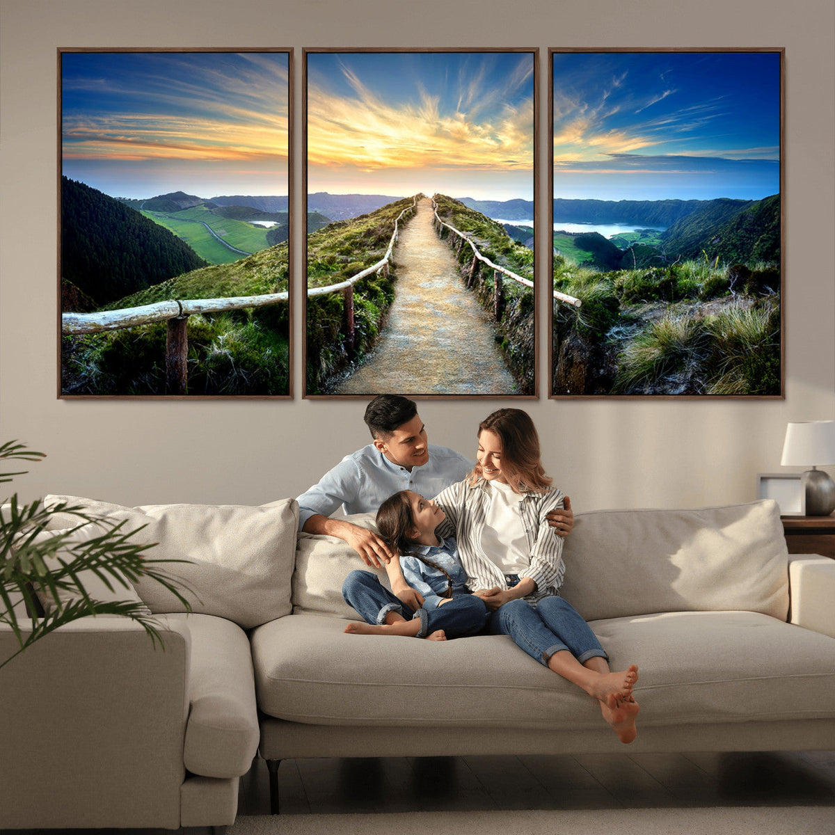 Mountain and Sunset Wall Art Canvas Print