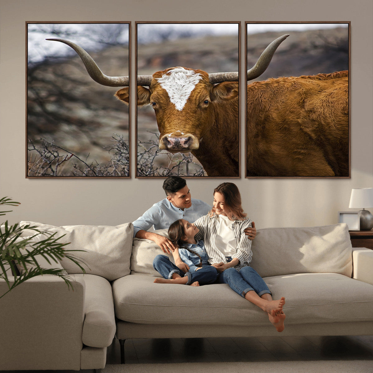 Texas Longhorn Canvas Wall Art - Longhorn Steer Canvas Wall
