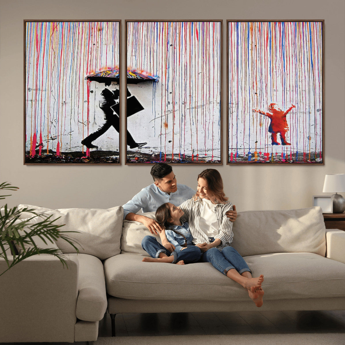 Banksy Wall Art Canvas Print, Framed Graffiti Art Picture