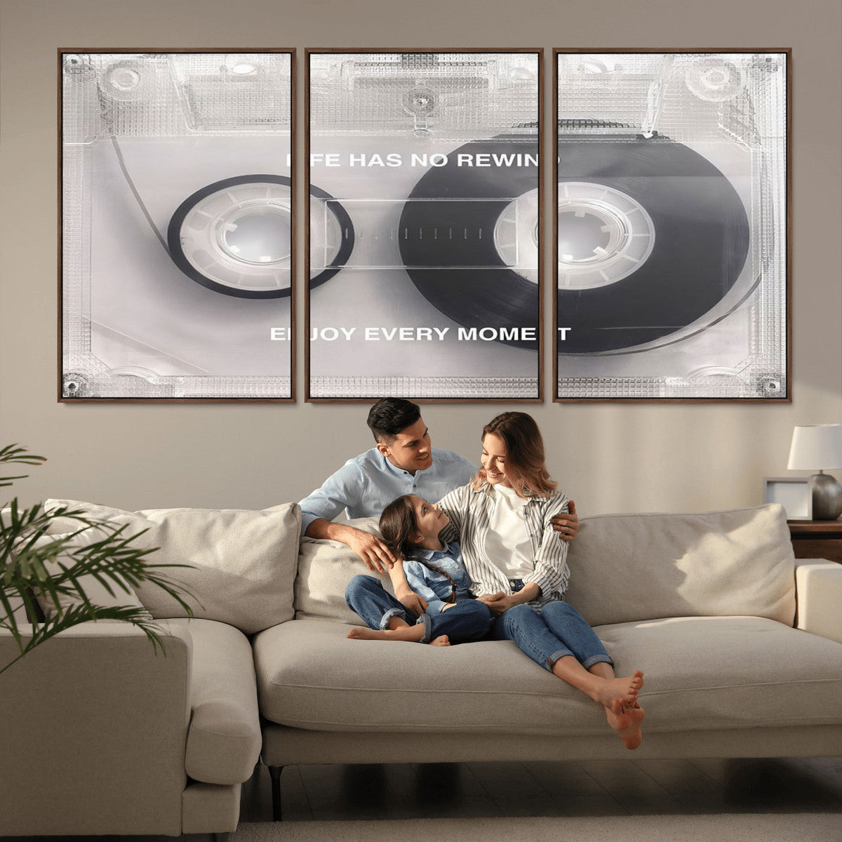 Vintage Cassette Tape Canvas Wall Art - Inspirational 'Life