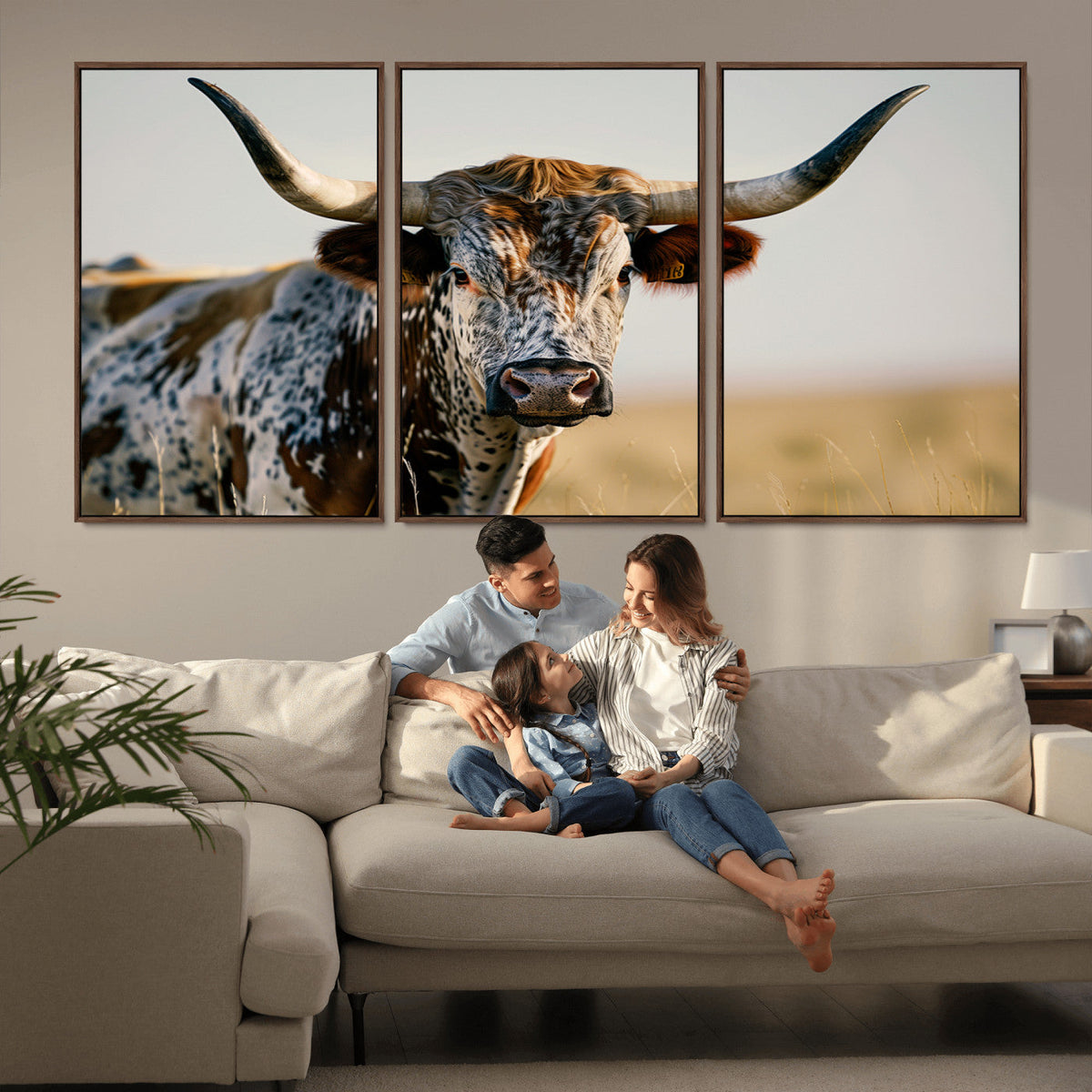Texas Bull Longhorn Wall Art Canvas Print for Farm House