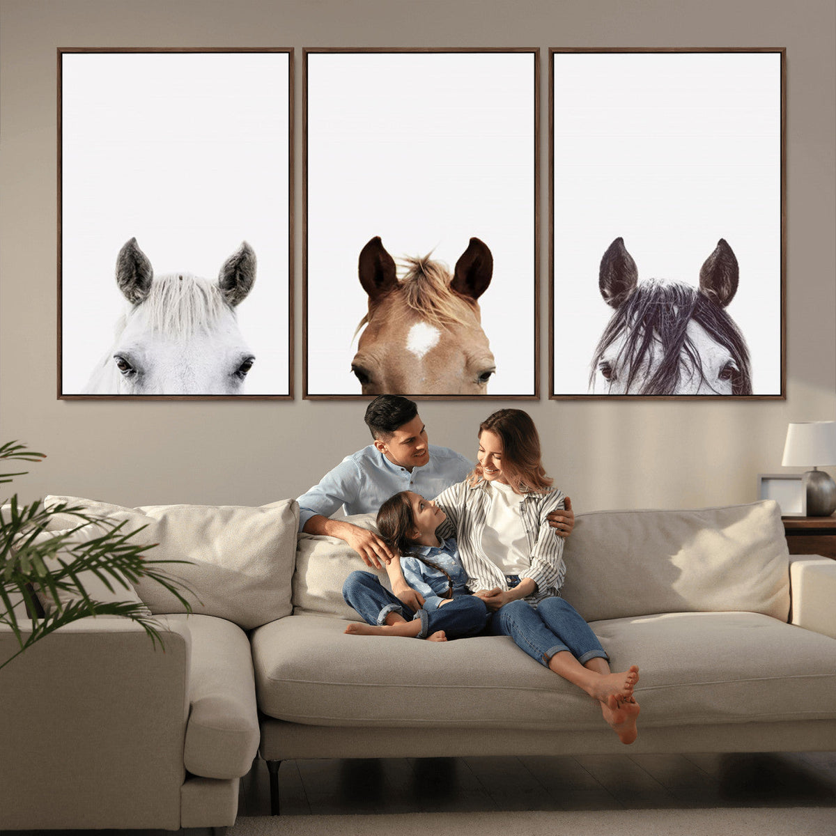 Horse Prints Set, Set of 3 Horse Wall Art, Horses Portraits,