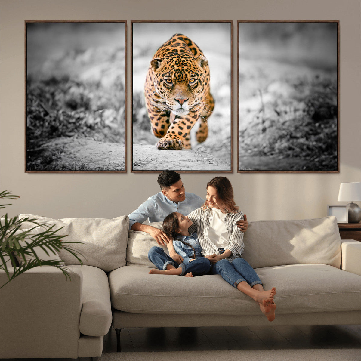 Jaguar Wall Art Canvas Print - Majestic Big Cat in Focused