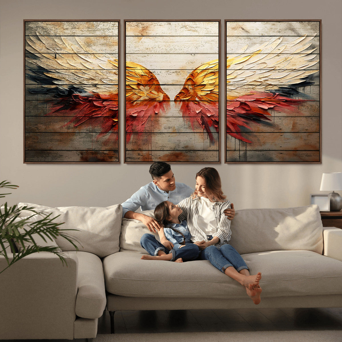 Abstract Angel Wings Canvas Wall Art – Framed and Ready to