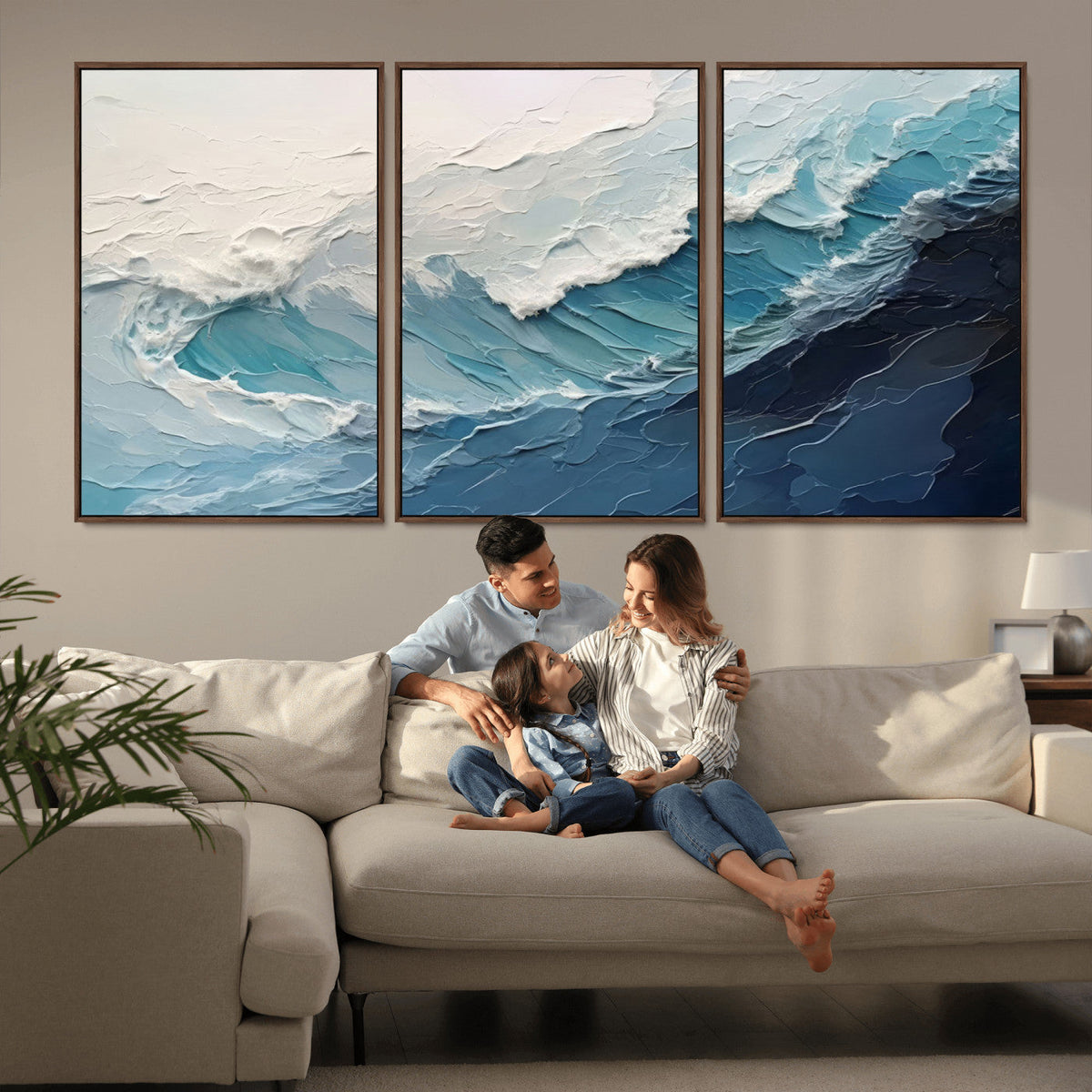 Ocean Wave Canvas Wall Art Print – Coastal Living Room Large