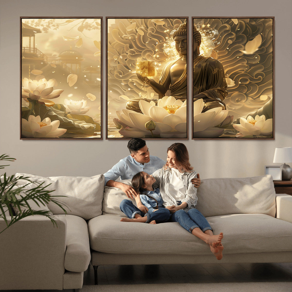 Golden Buddha Wall Art | Yoga Room Decor and Meditation Room