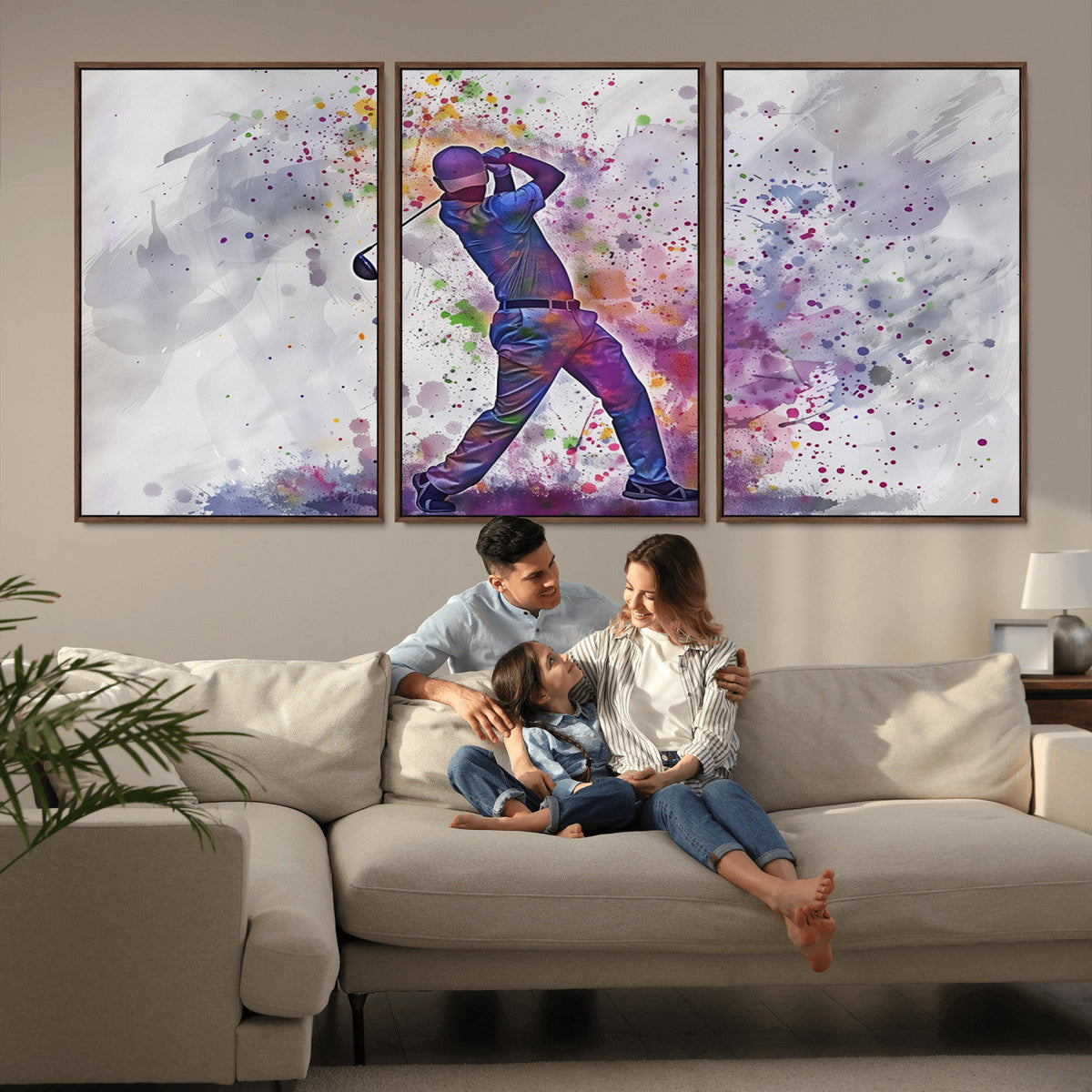 Watercolor Golf Swing Wall Art Canvas Print | Vibrant