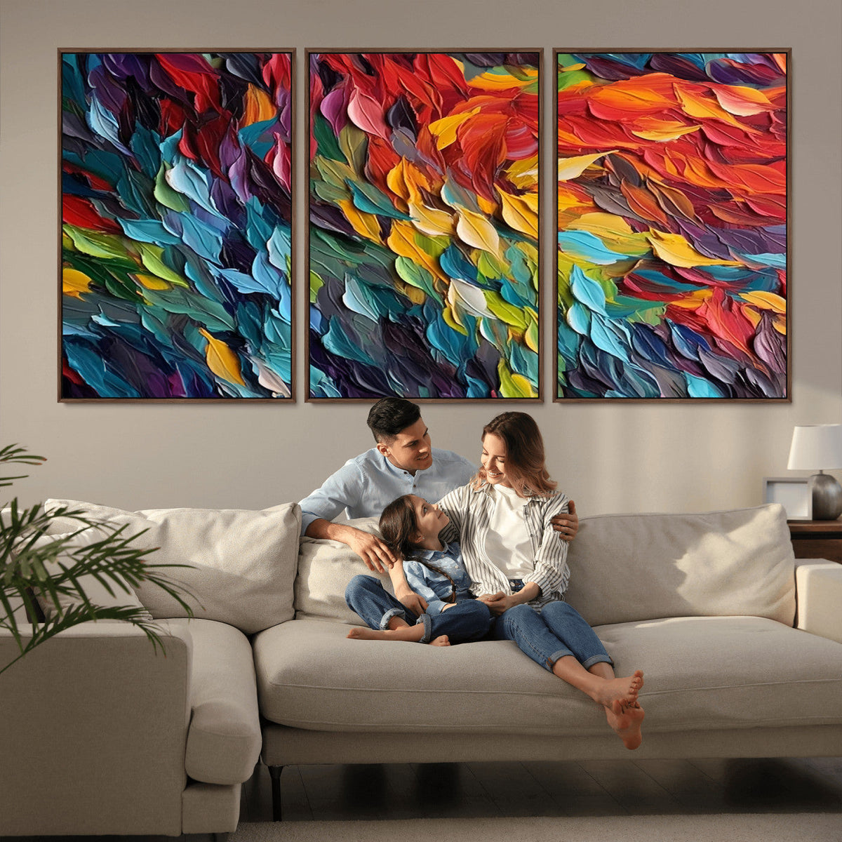 Vibrant Abstract Leaf Wall Art Canvas Print | Bold Colorful