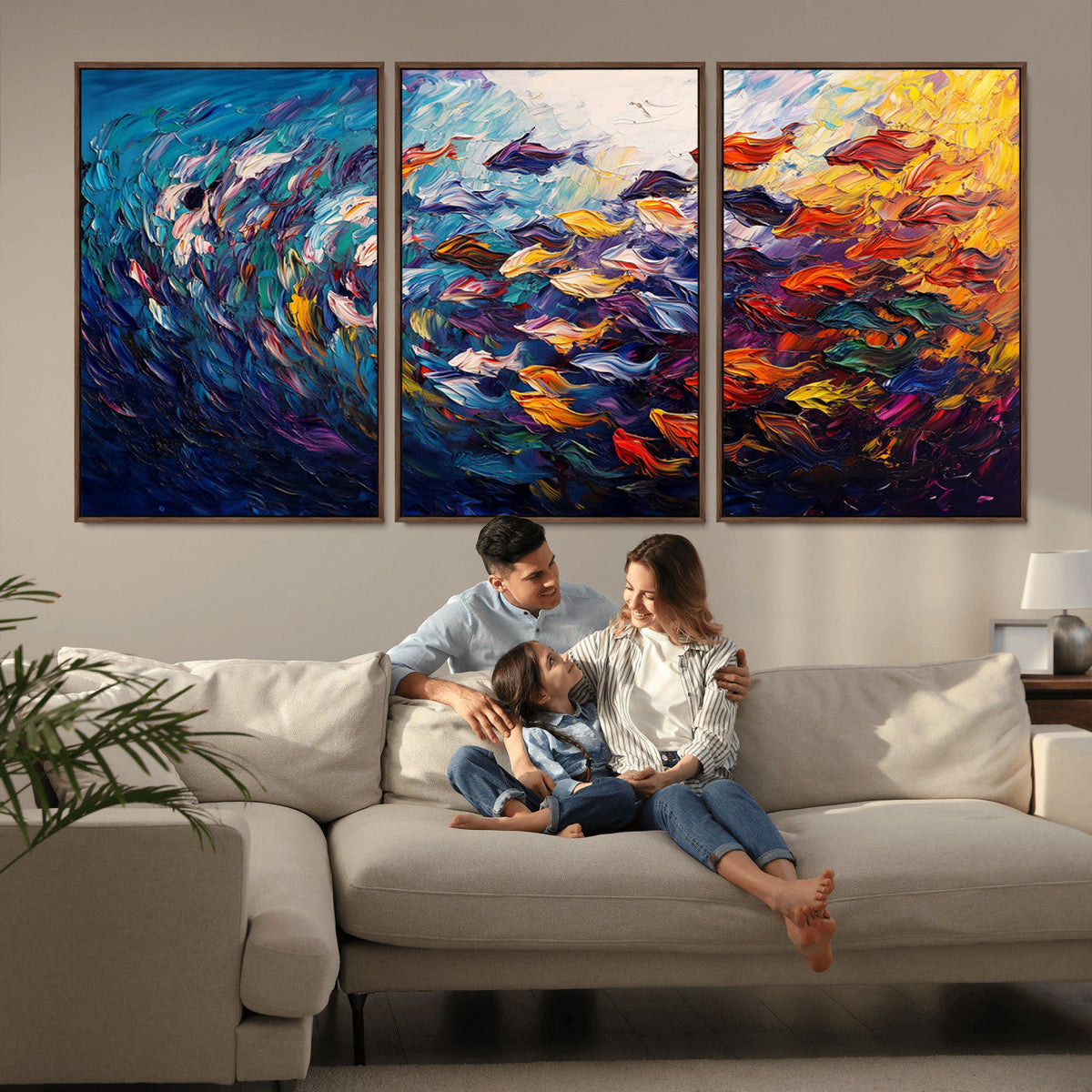 Vibrant Abstract Fish Swarm Art – Colorful Fish Inspired