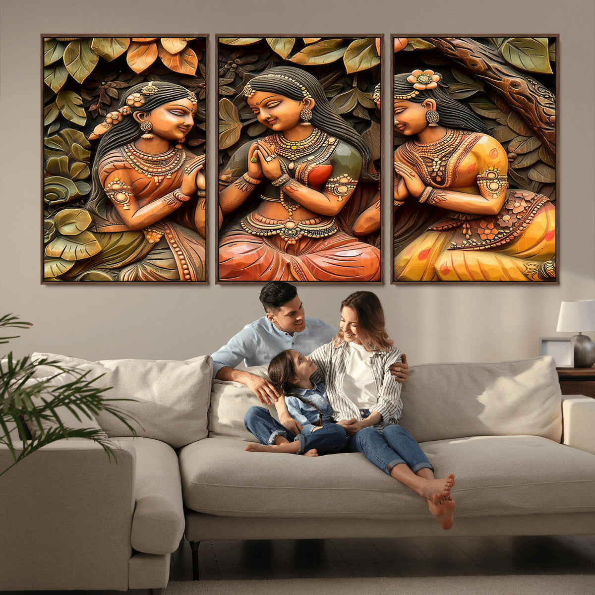 Indian Woman Statue Wall Art Canvas Print