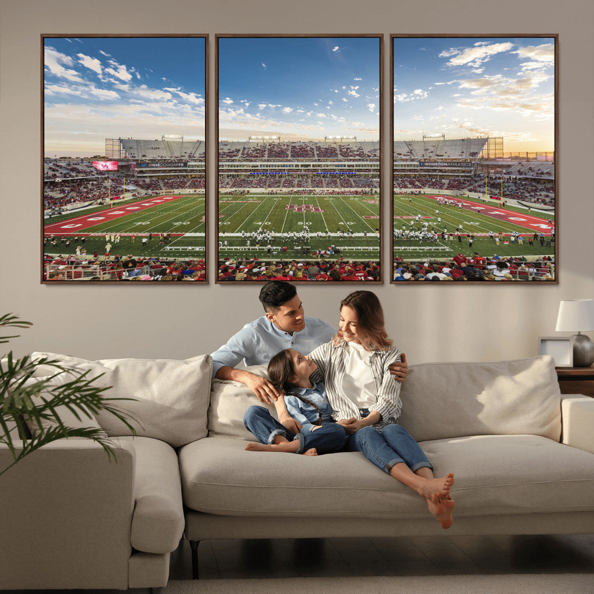 Framed Houston Cougars Football Team Print - Houston TDECU