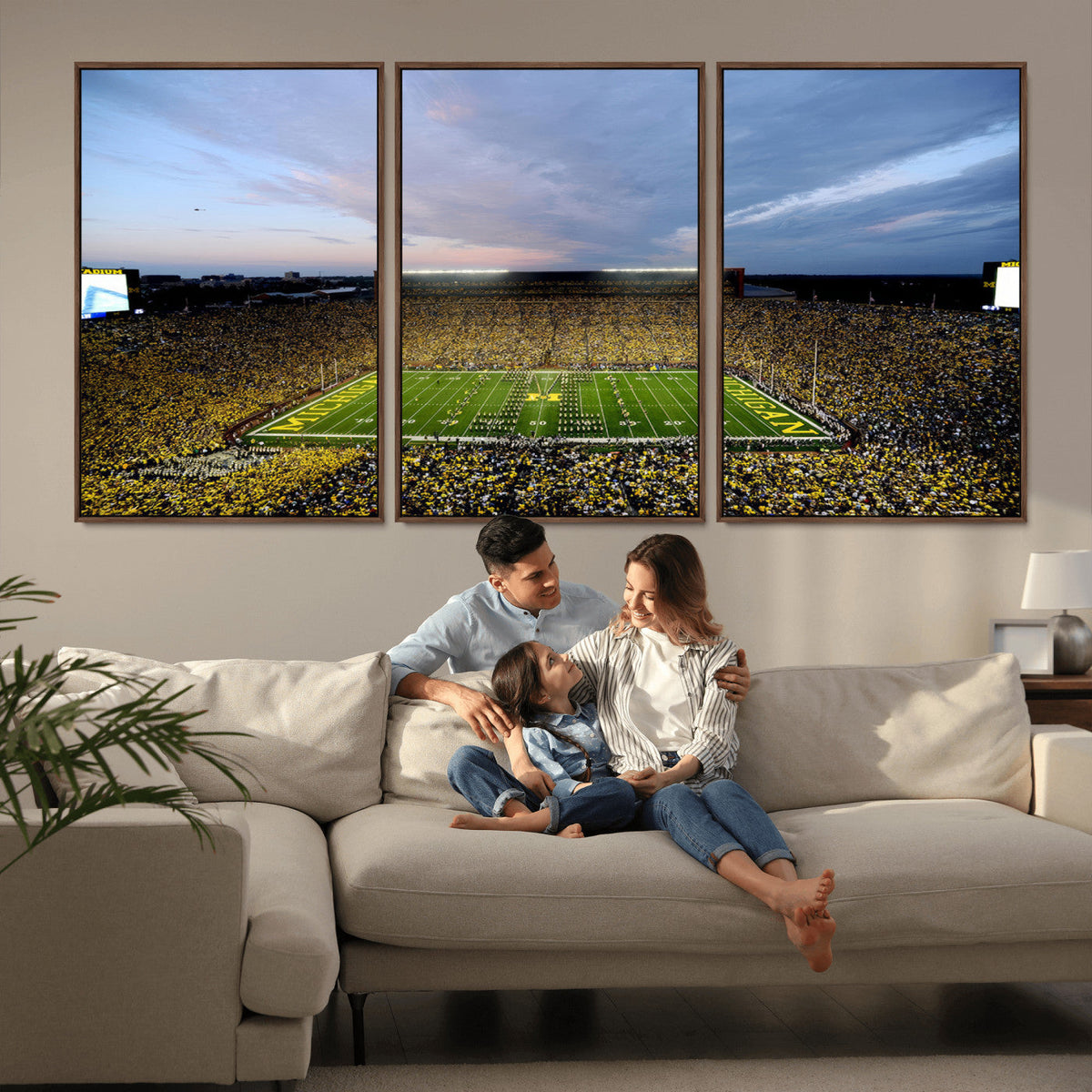Michigan Stadium Wall Art Canvas Print, Vibrant Game Day