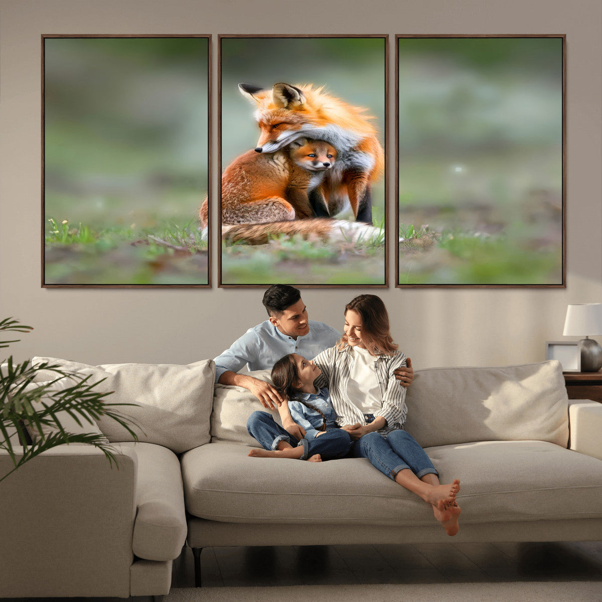 Heartwarming Fox and Baby Cub Wall Art | Ready to Hang