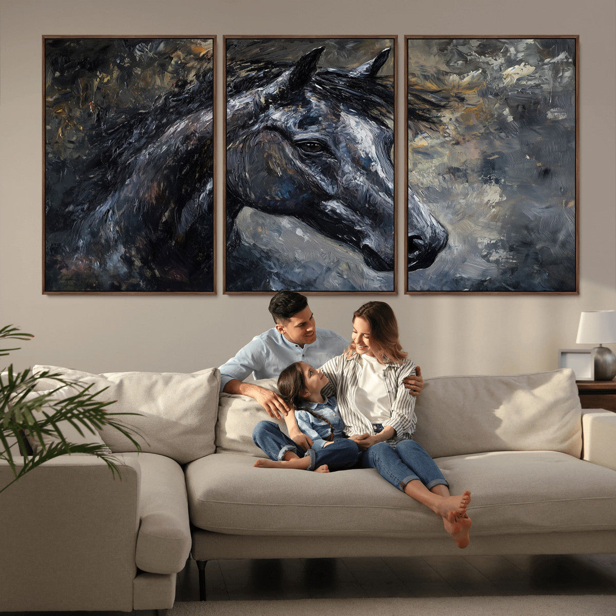 Large Abstract Horse Wall Art Canvas Print | Farmhouse Wall