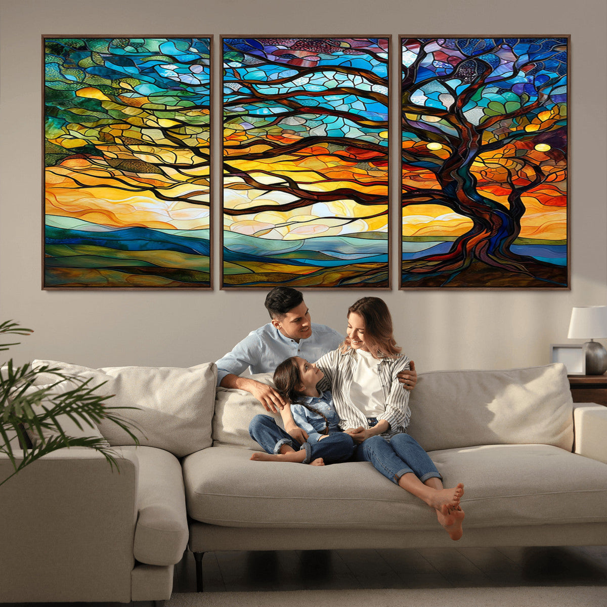 Vibrant Mosaic Tree of Life Wall Art | Stained Glass Style