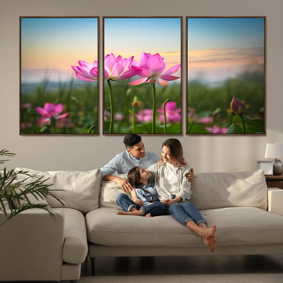 Pink Flower on the Mountain Canvas Print, Framed Pink Flower