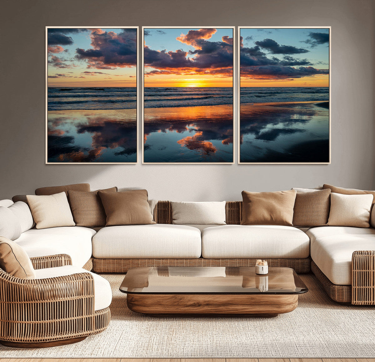 Beach Sunset Print - Stunning Ocean Canvas Artwork with
