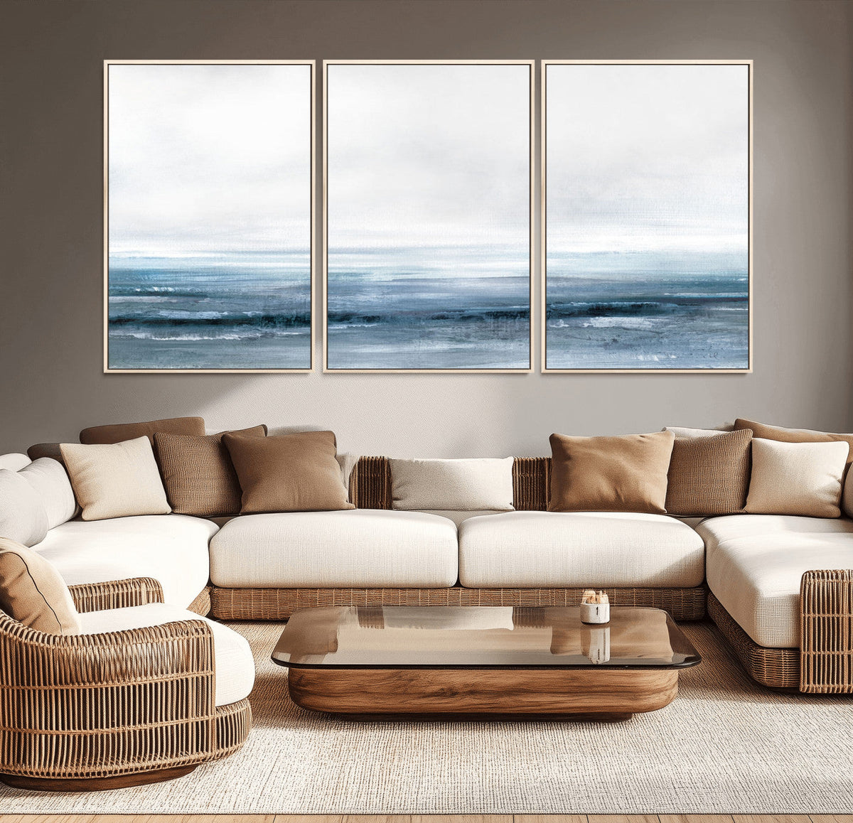 Blue Ocean Abstract Artwork Wall Art Canvas Print