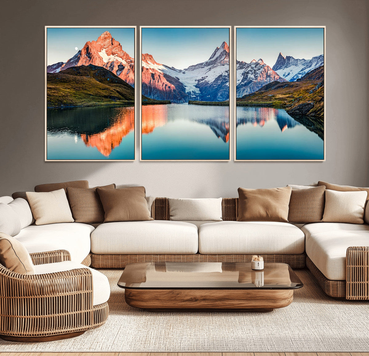 Landscape Mountain and Lake View Wall Art Canvas Print