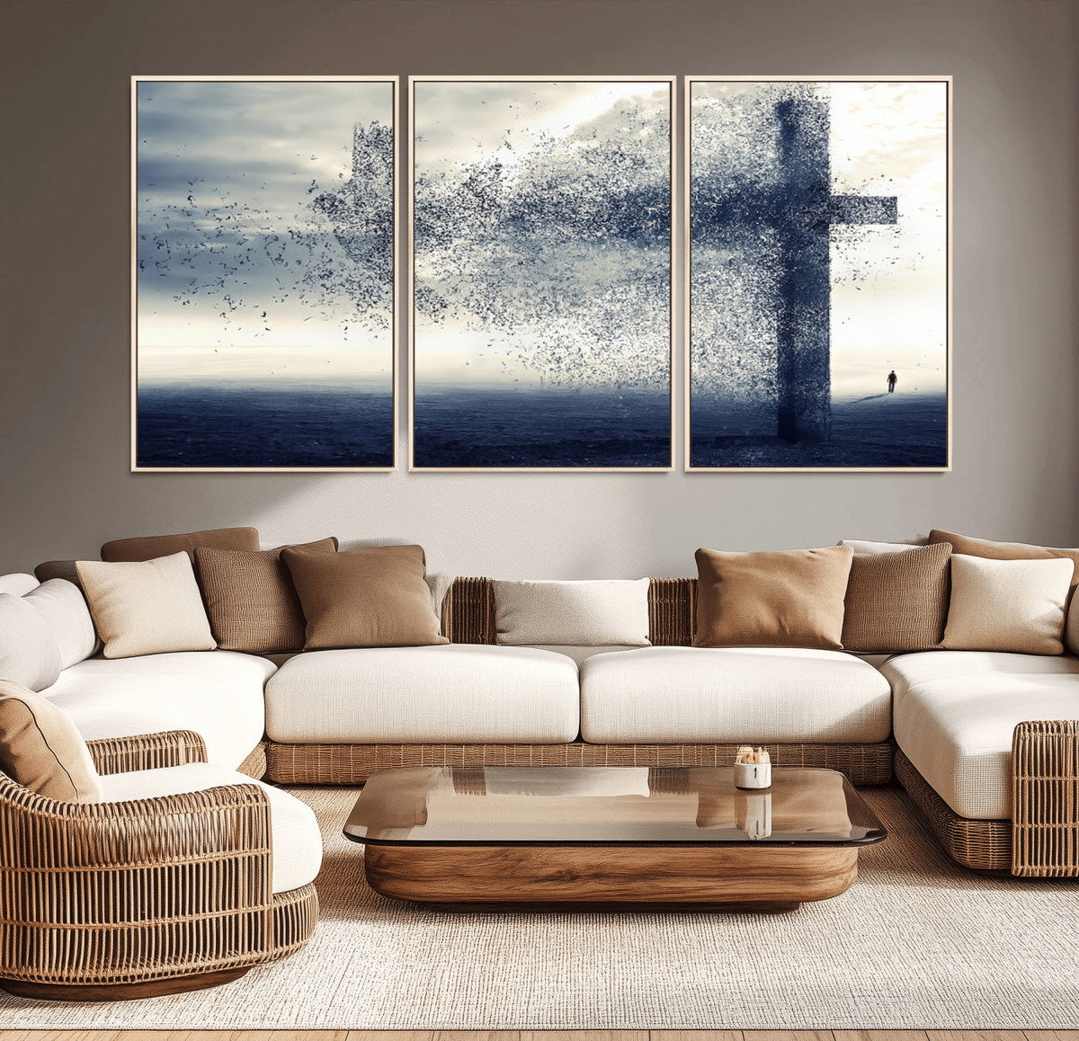 Jesus and the Fading Cross Wall Art Print – Symbol of Faith,