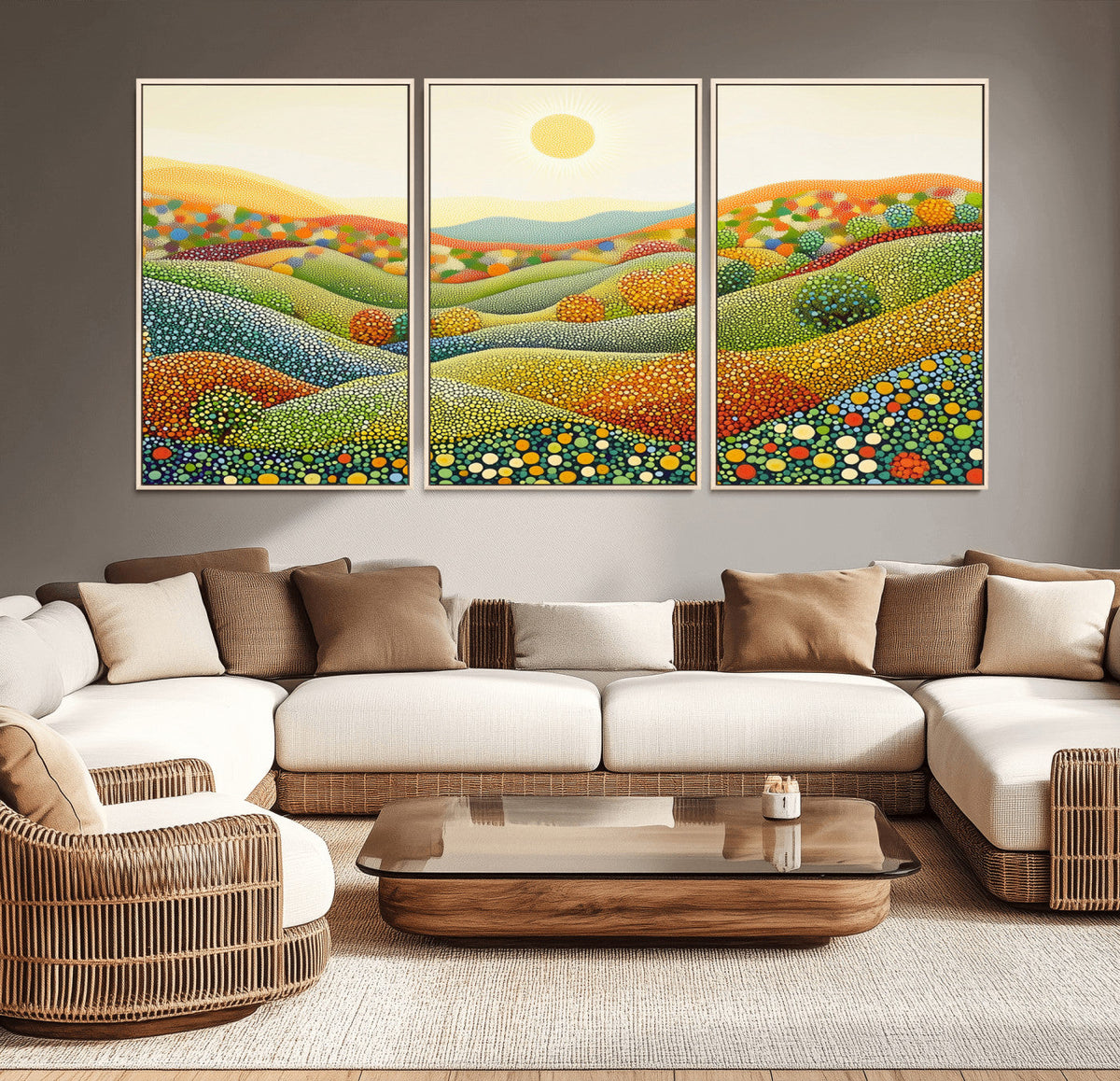 YAYOI KUSAMA Wall Art - Colorful Dot Art Landscape Canvas,