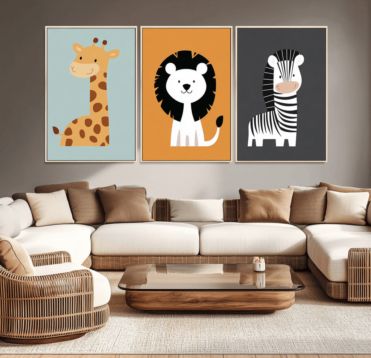 Boho Jungle Animal Nursery Wall Art Prints – Safari Decor