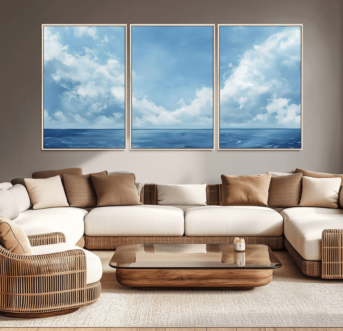 Abstract Ocean Print Artwork- Serene Blue Ocean Canvas Wall