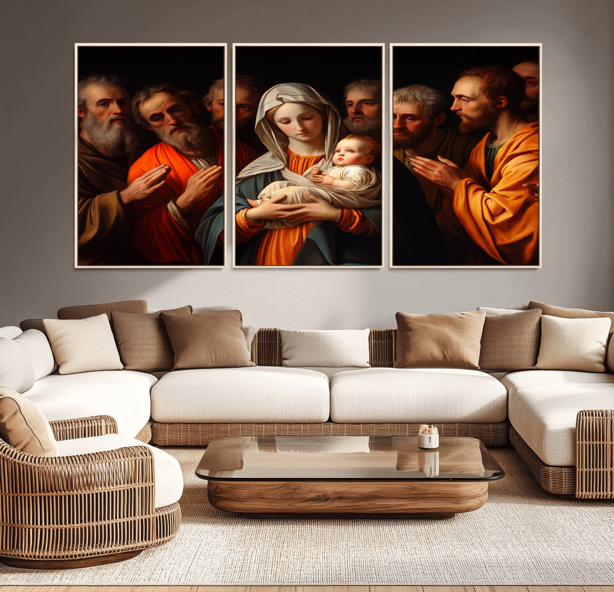 Religious Canvas Wall Art Print - Madonna and Child with