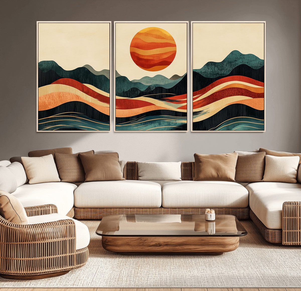 Mountain Triptych Wall Art Canvas Print – Western Nature